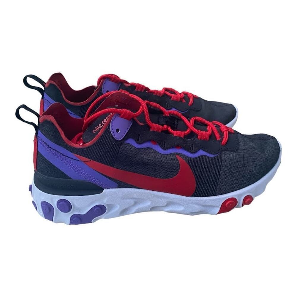 Nike React Element 55 Womenns 7.5 Black Red Purple CQ9903-001 Running Sneakers - Picture 5 of 16